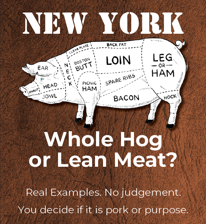 NYS budget book  - whole hog or lean meat?