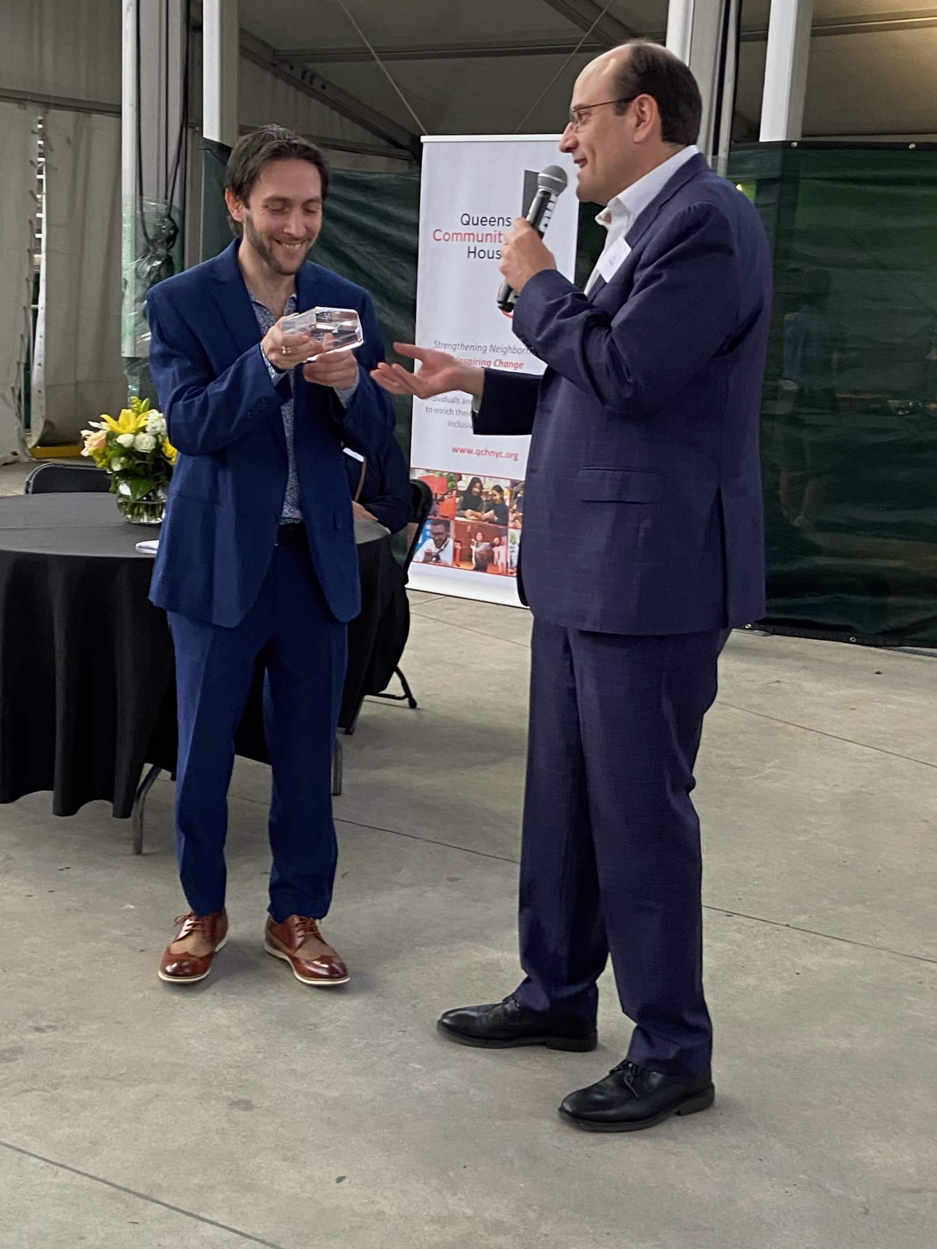 michael perman 2 Michael Perlman honored at Local Heroes reception by Queens Community House, Forest Hills Stadium stage, May 2023