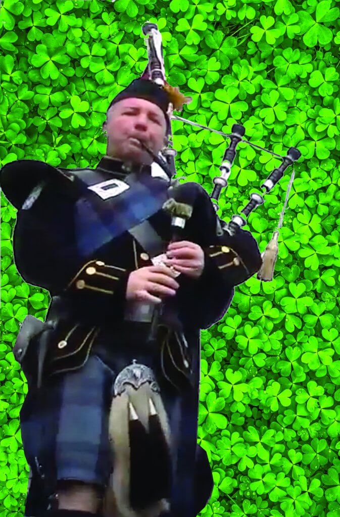 st patricks day bagpipes and clover