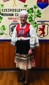 Sokols club member lovely woman in custom of her ancestors
